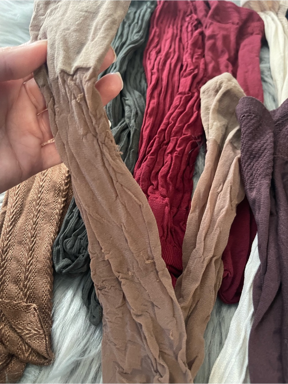 Women’s Tights & Pantyhose Lot of 16 Mixed Colors Textured Cable Knit #2811 - Picture 6 of 10